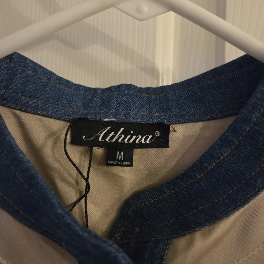 NWOT!!! Stylish Tan and Blue Jumpsuit - Picture 2 of 3